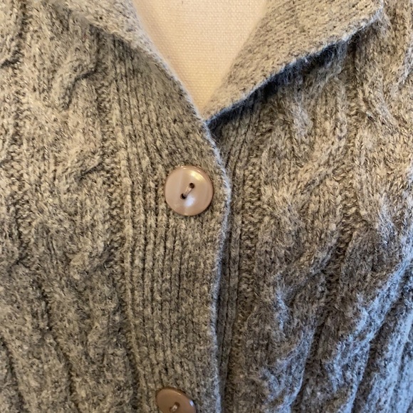 Cable knit gray wool blend cardigan size 2X - Picture 2 of 6